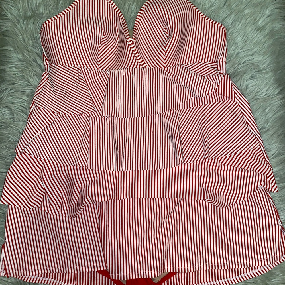 Lane Bryant Two Piece Red/White Striped Swimsuit